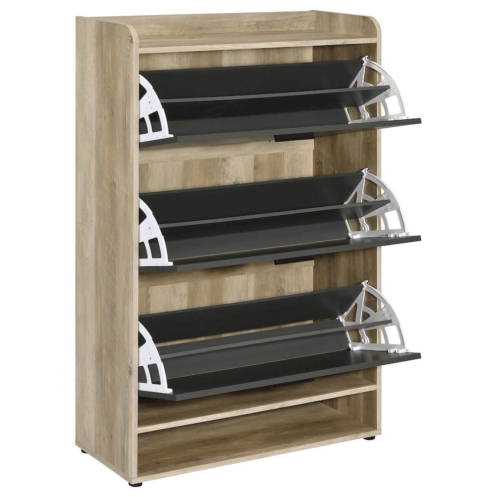 Denia 3-tier Engineered Wood Shoe Cabinet Grey. Picture 3