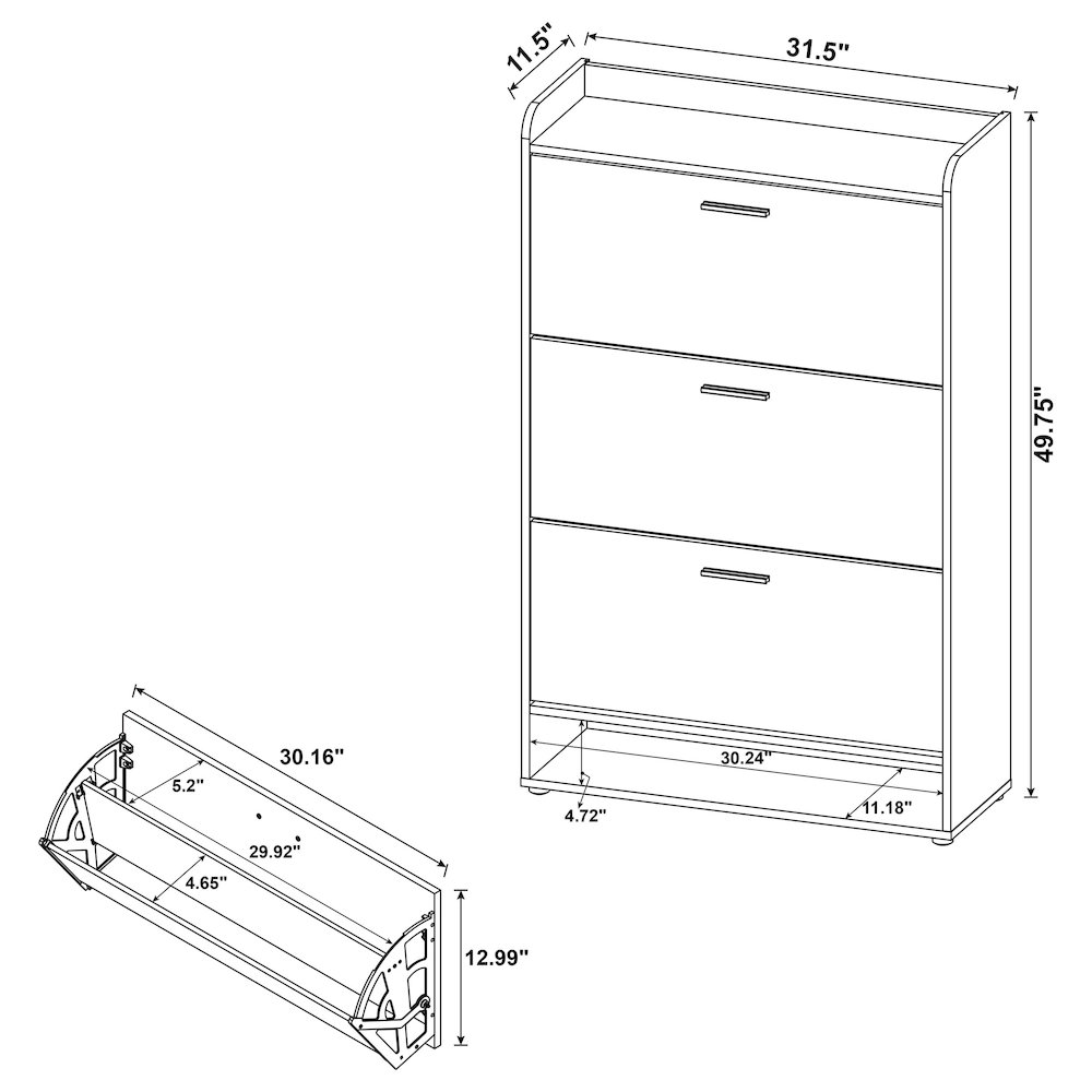 Denia 3-tier Engineered Wood Shoe Cabinet Grey. Picture 14