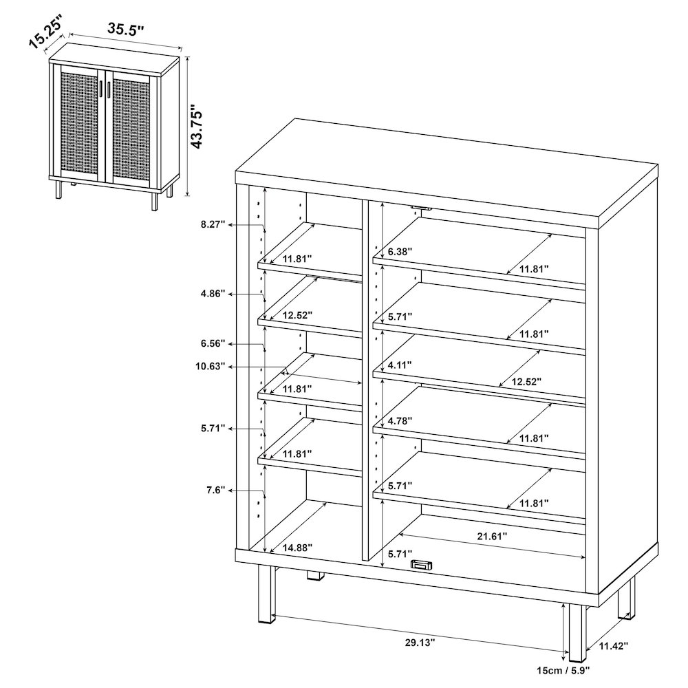 Teller 11-shelf Engineered Wood Shoe Cabinet Natural Oak. Picture 11