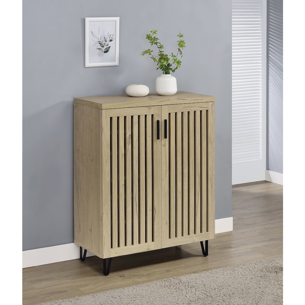 Brixton 2-door Entryway Shoe Storage Cabinets White Oak. Picture 1