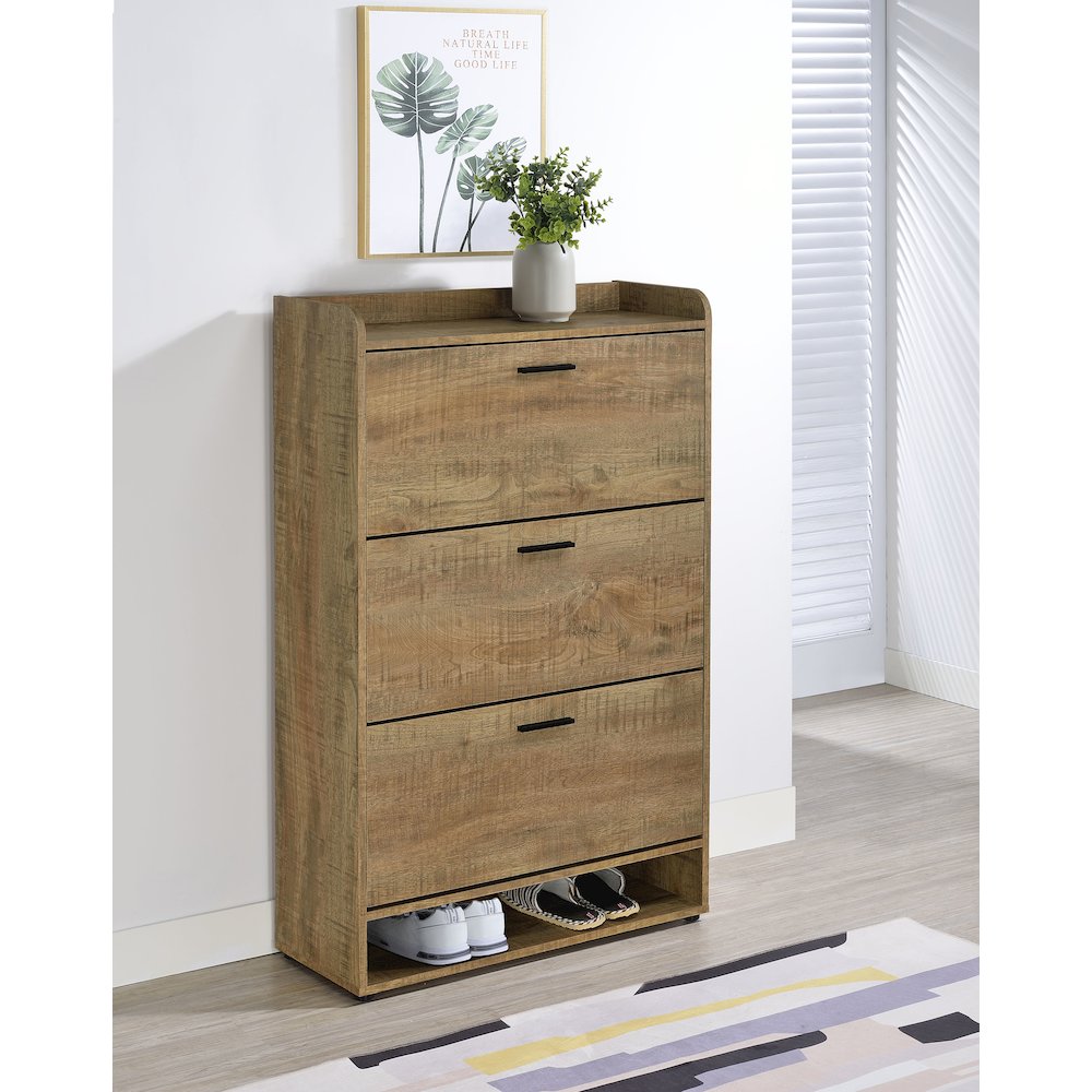 Denia 3-tier Engineered Wood Shoe Cabinet Mango. Picture 2