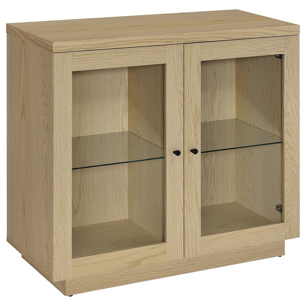 Tilbury 2-door Glass Front Accent Display Cabinet Light Oak. Picture 1