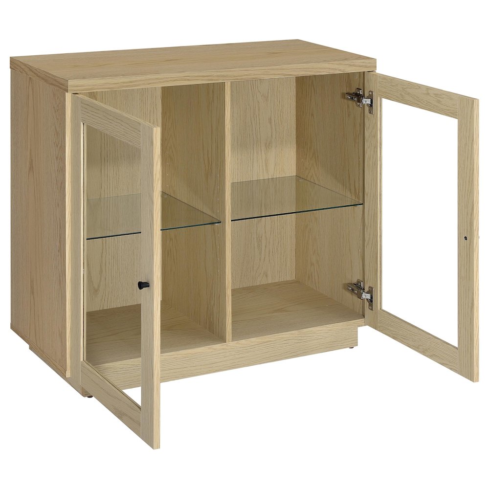 Tilbury 2-door Glass Front Accent Display Cabinet Light Oak. Picture 3