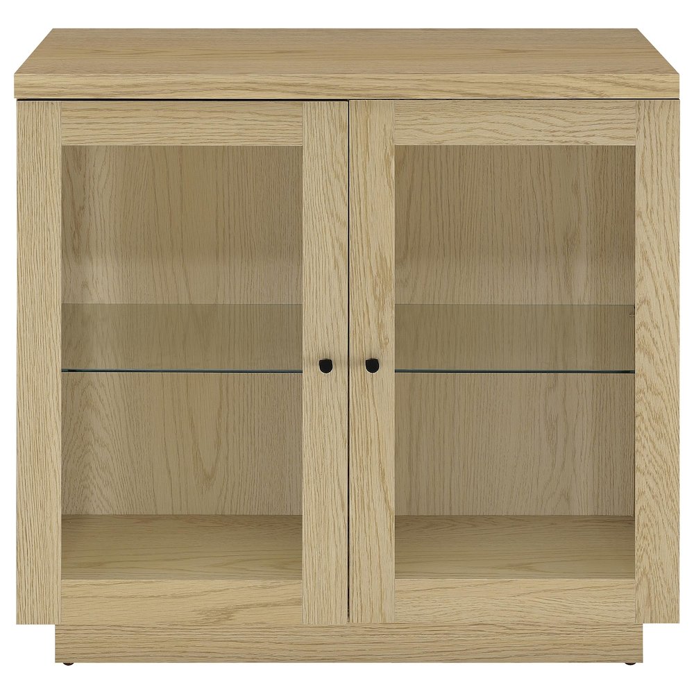 Tilbury 2-door Glass Front Accent Display Cabinet Light Oak. Picture 4