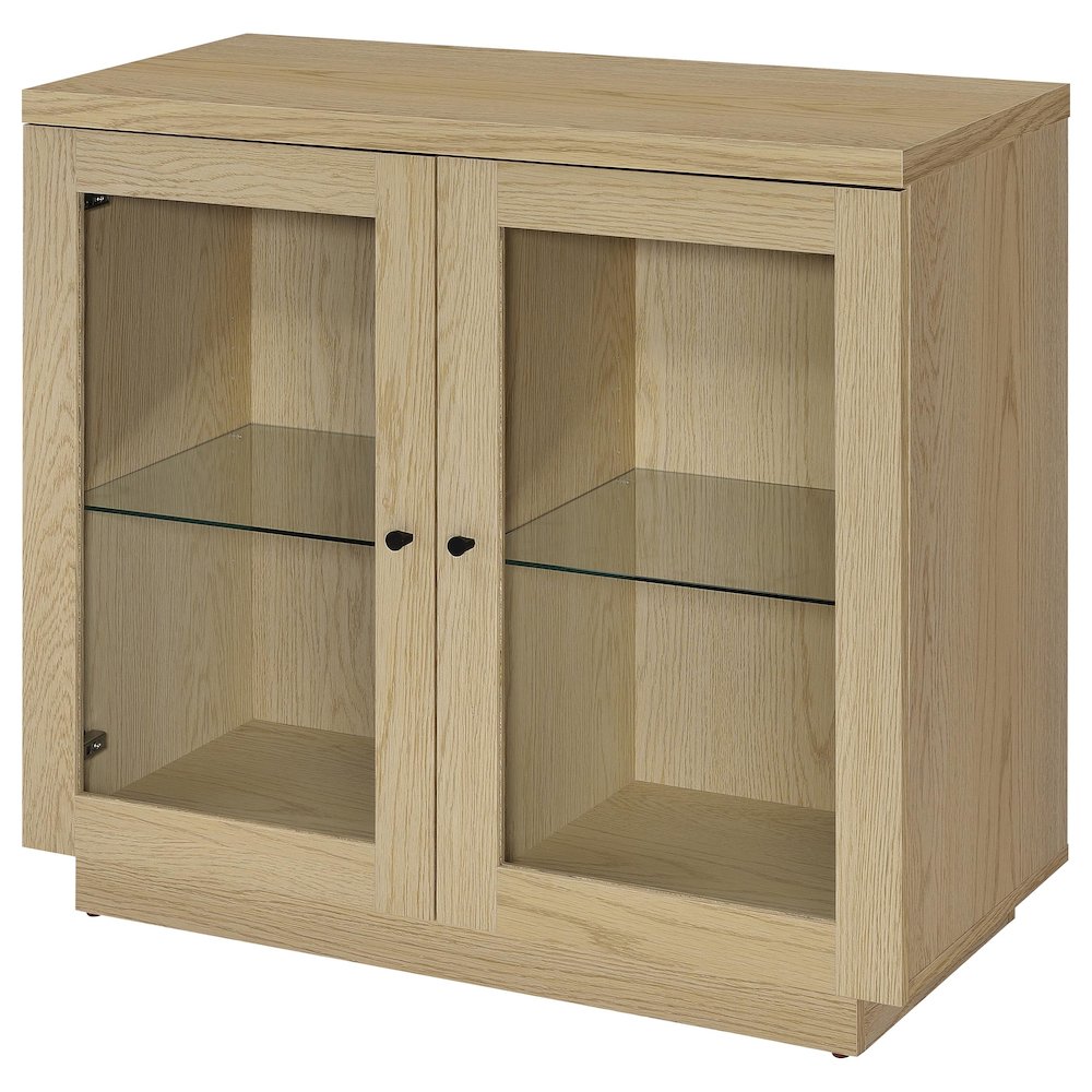 Tilbury 2-door Glass Front Accent Display Cabinet Light Oak. Picture 5