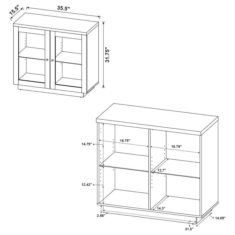 Tilbury 2-door Glass Front Accent Display Cabinet Light Oak. Picture 11