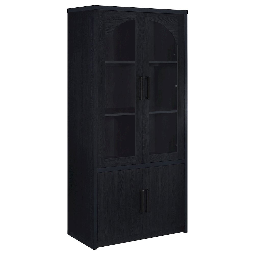 Riva 4-door Tall Accent Display Cabinet LED Lighting Black. Picture 1