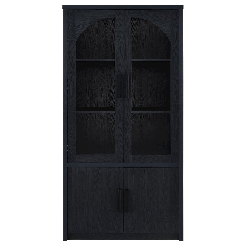 Riva 4-door Tall Accent Display Cabinet LED Lighting Black. Picture 5