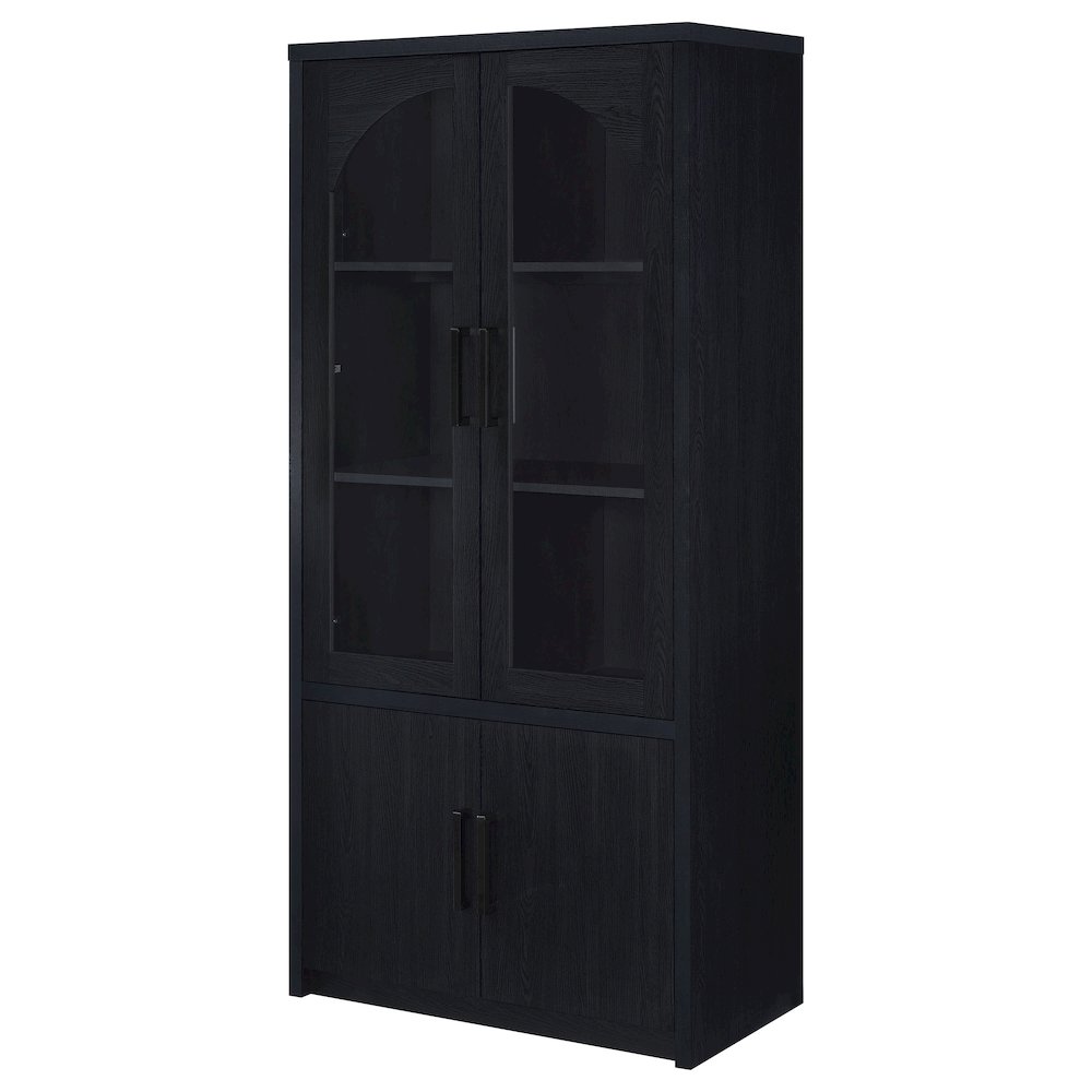 Riva 4-door Tall Accent Display Cabinet LED Lighting Black. Picture 6