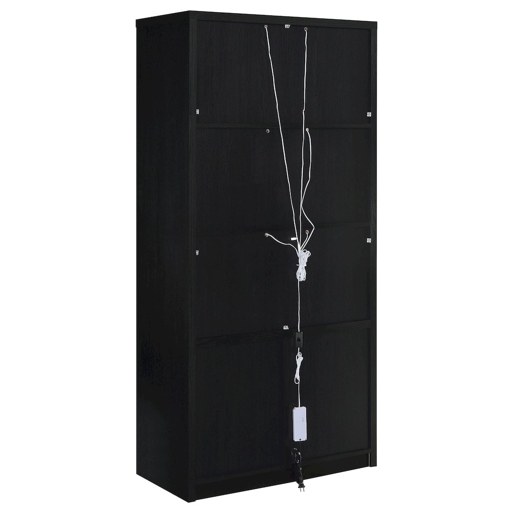 Riva 4-door Tall Accent Display Cabinet LED Lighting Black. Picture 8
