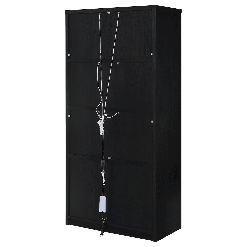 Riva 4-door Tall Accent Display Cabinet LED Lighting Black. Picture 9