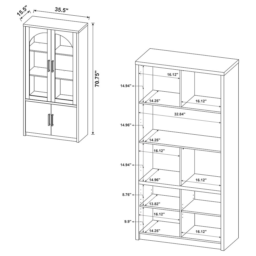 Riva 4-door Tall Accent Display Cabinet LED Lighting Black. Picture 12