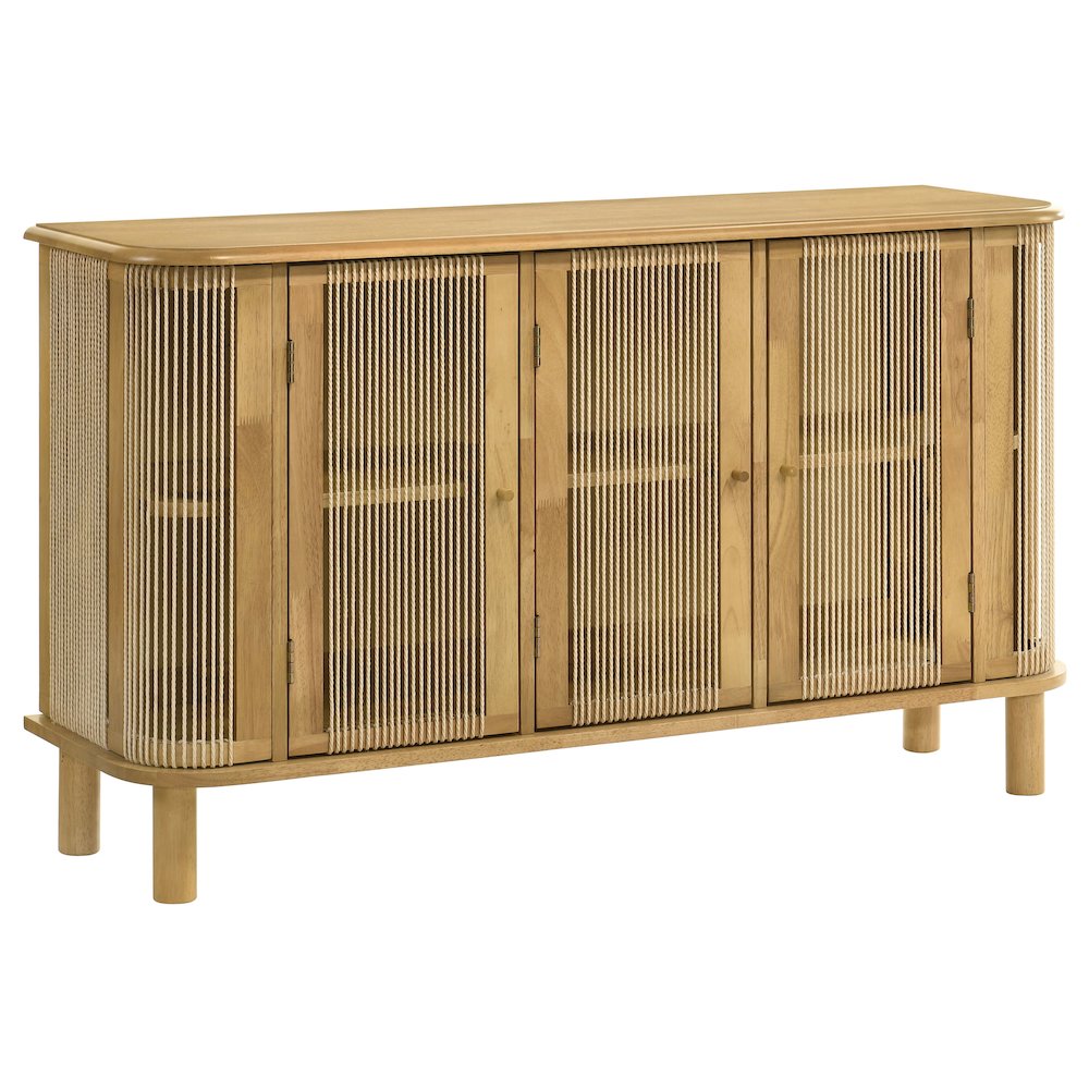 Ervine 3-Door Rope Panel Sideboard Accent Storage Cabinet Natural. Picture 1