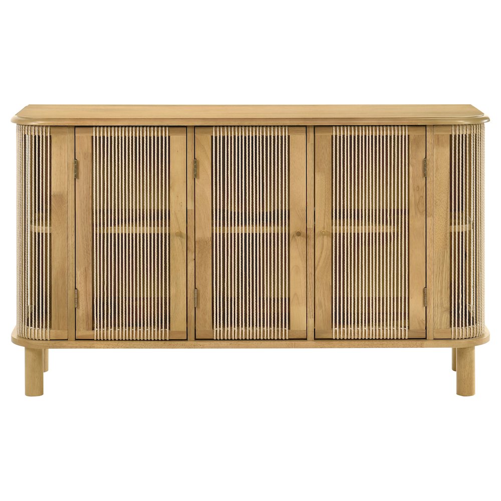Ervine 3-Door Rope Panel Sideboard Accent Storage Cabinet Natural. Picture 2