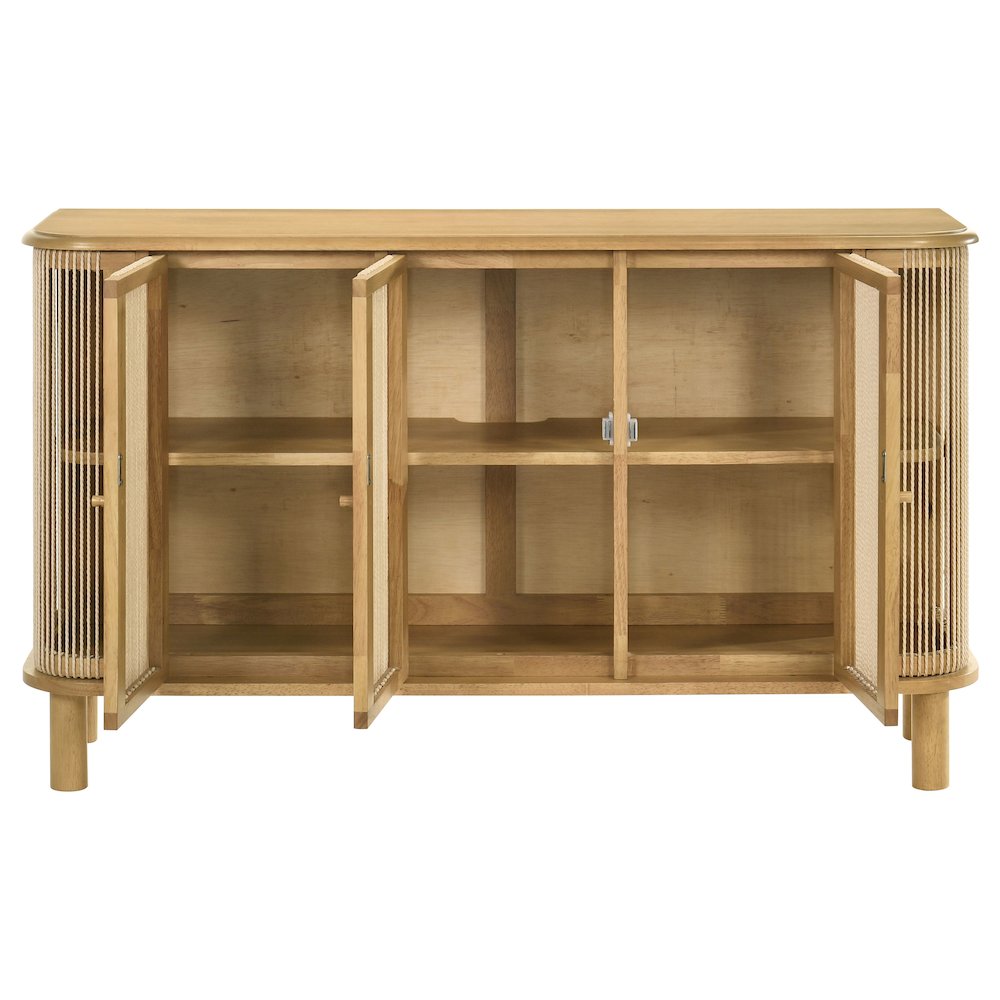Ervine 3-Door Rope Panel Sideboard Accent Storage Cabinet Natural. Picture 3