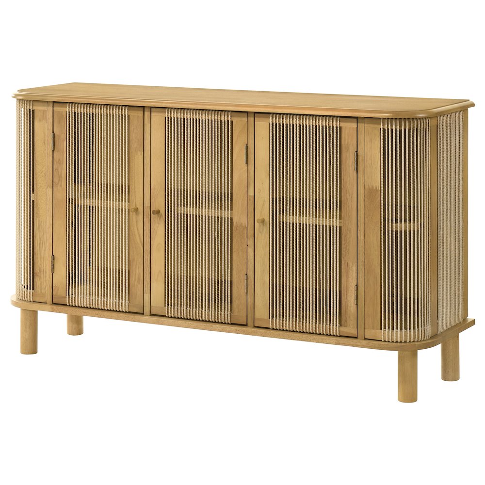 Ervine 3-Door Rope Panel Sideboard Accent Storage Cabinet Natural. Picture 4