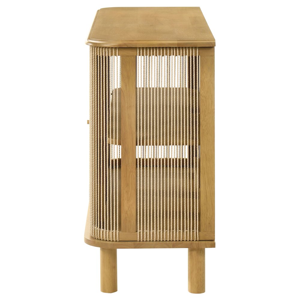 Ervine 3-Door Rope Panel Sideboard Accent Storage Cabinet Natural. Picture 5