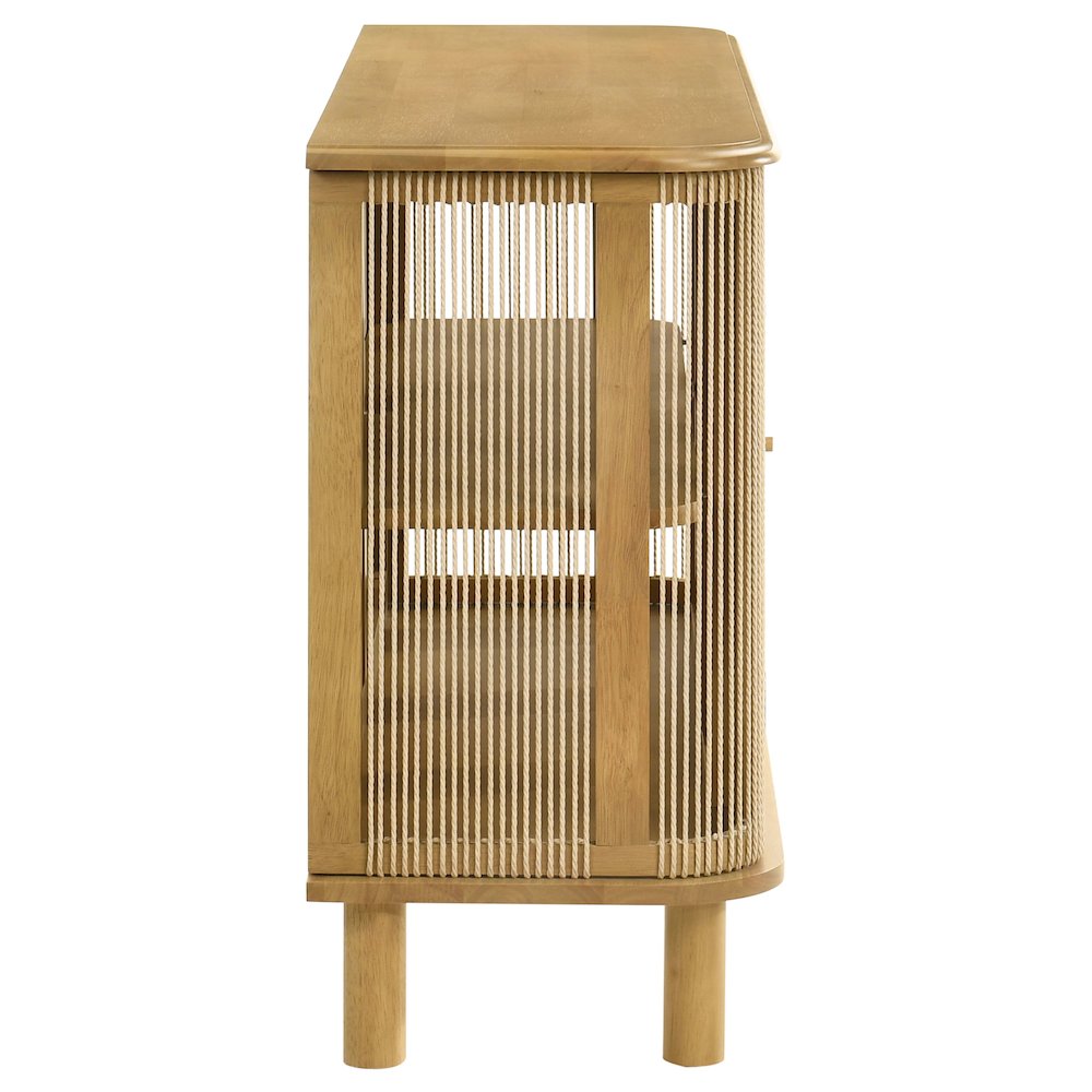 Ervine 3-Door Rope Panel Sideboard Accent Storage Cabinet Natural. Picture 9