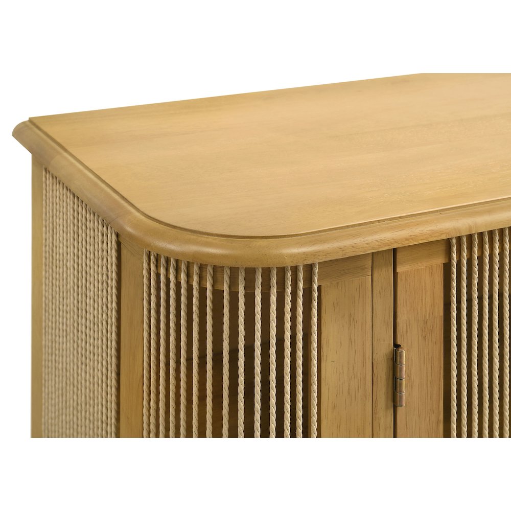 Ervine 3-Door Rope Panel Sideboard Accent Storage Cabinet Natural. Picture 11