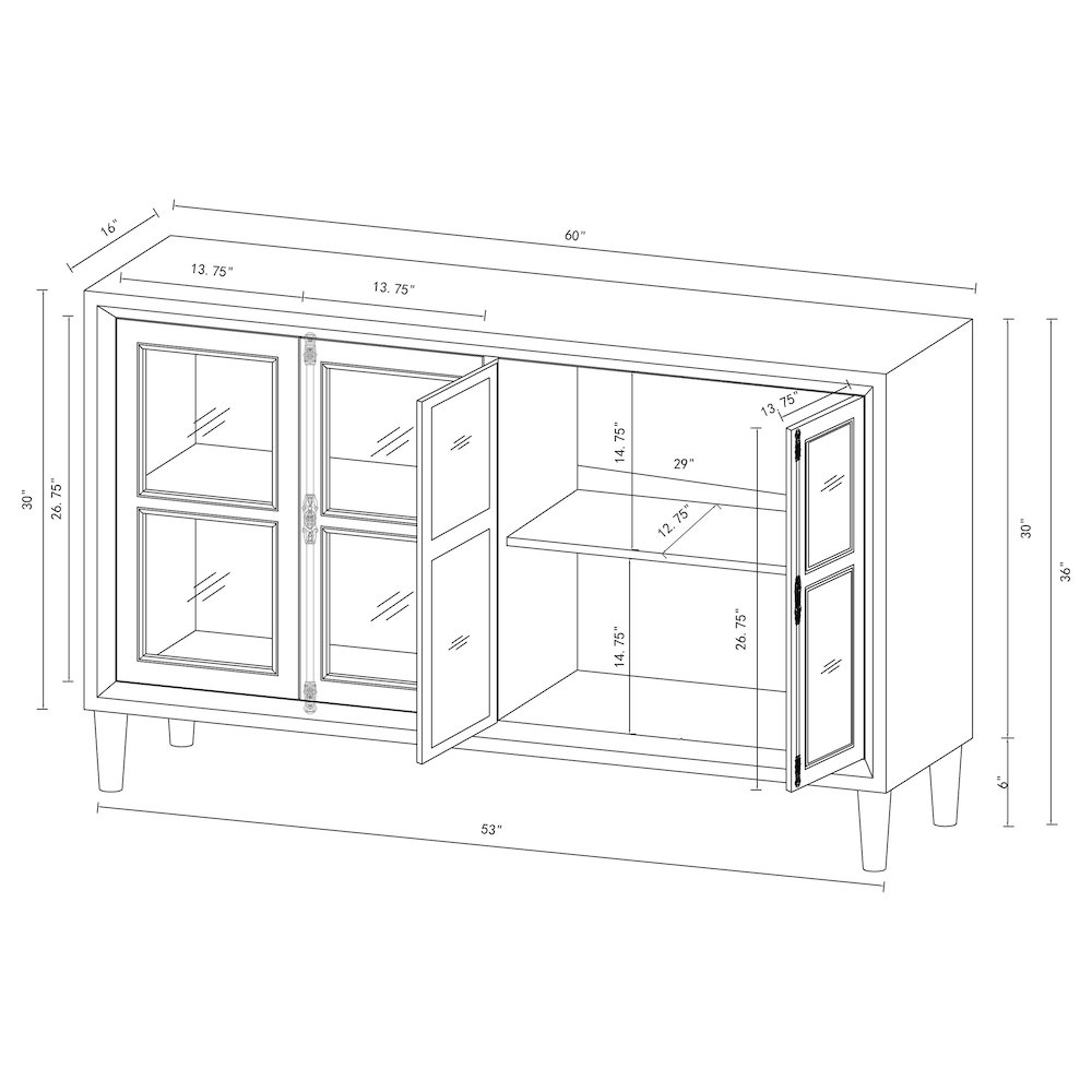 Sylvia 4-door Accent Cabinet Black. Picture 7