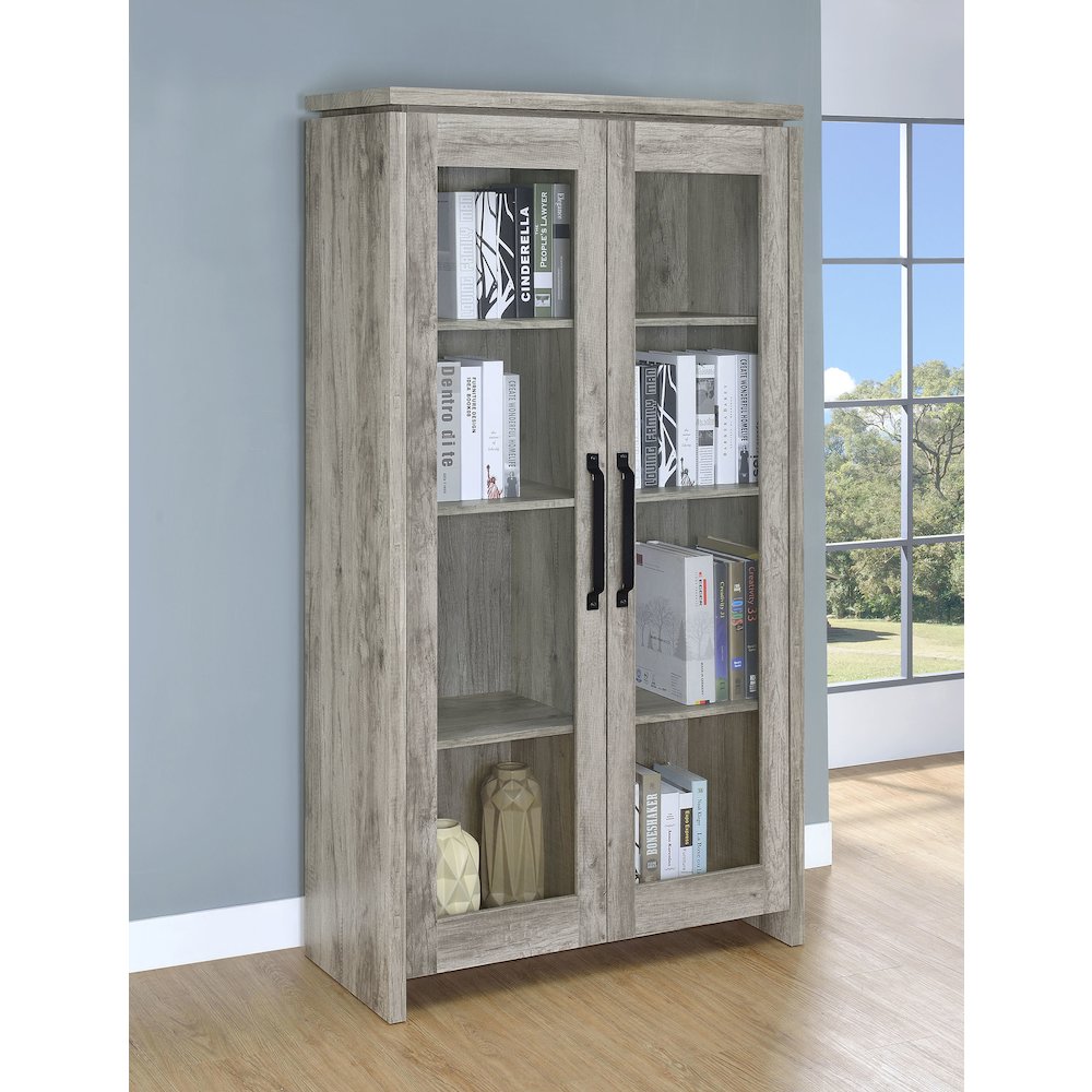 Alejo 2-door Engineered Wood Tall Cabinet Grey Driftwood. Picture 9