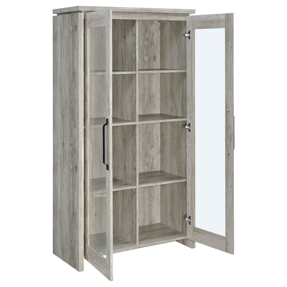 Alejo 2-door Engineered Wood Tall Cabinet Grey Driftwood. Picture 3