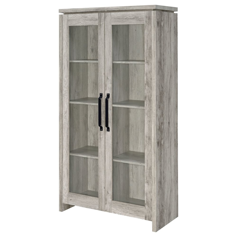 Alejo 2-door Engineered Wood Tall Cabinet Grey Driftwood. Picture 5