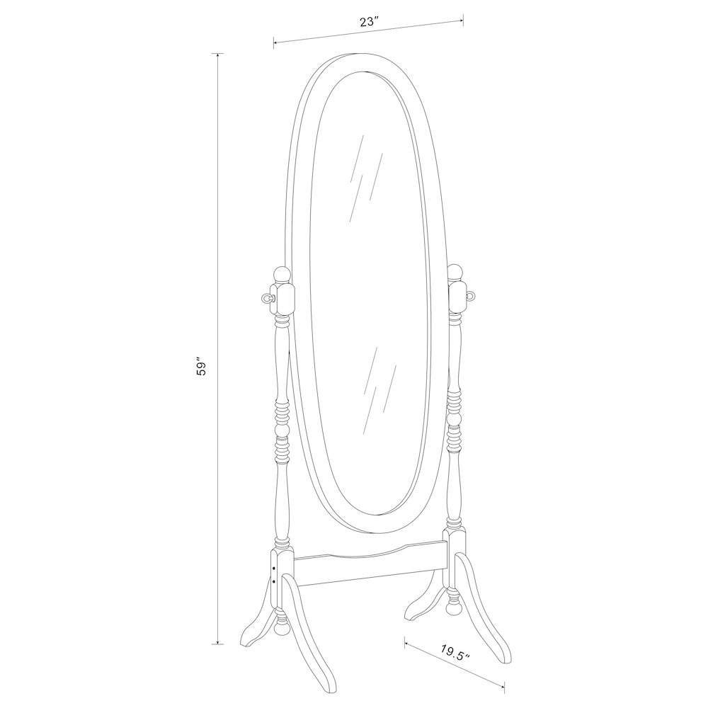 Foyet Wood Adjustable Full Length Cheval Mirror White. Picture 9
