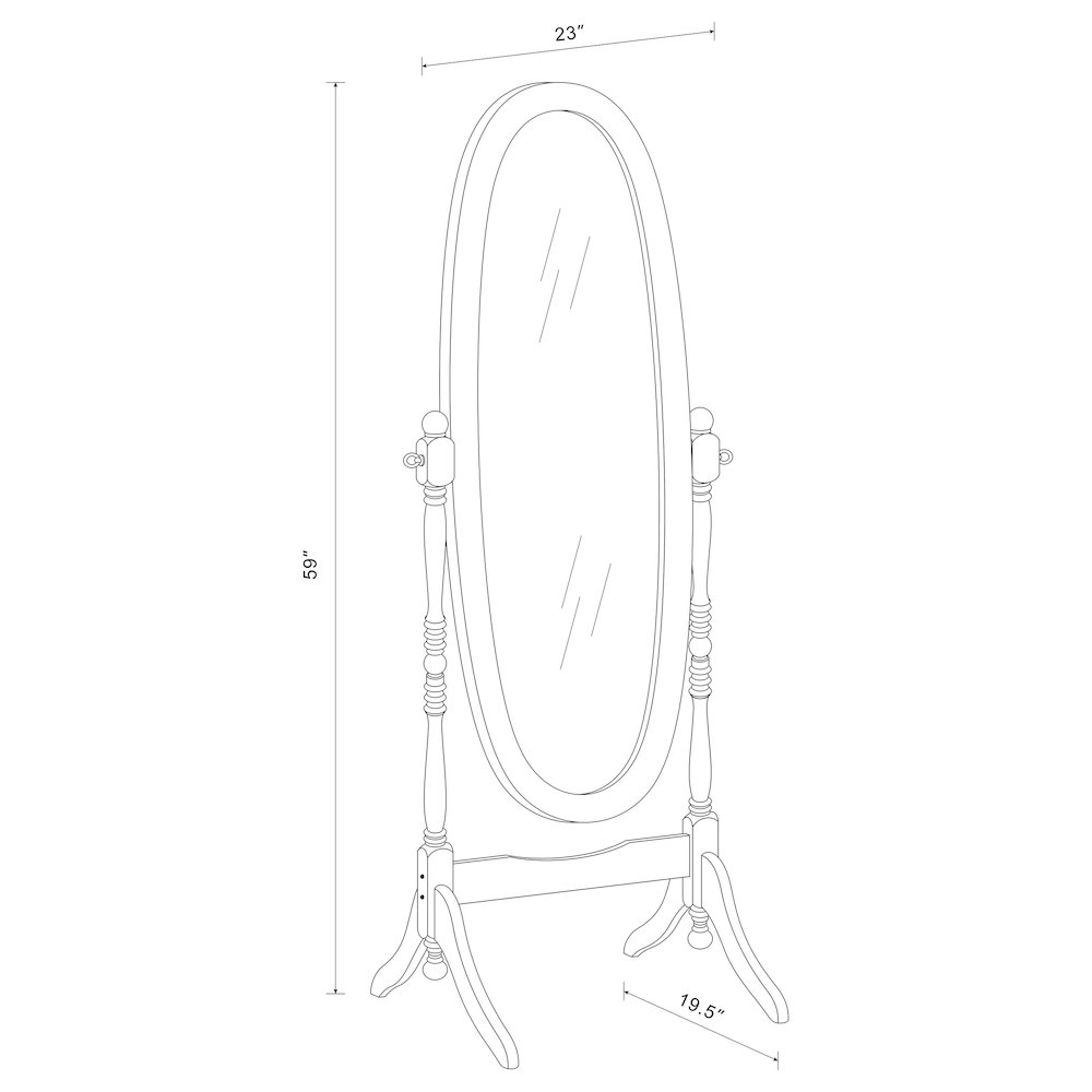Foyet Wood Adjustable Full Length Cheval Mirror Black. Picture 10