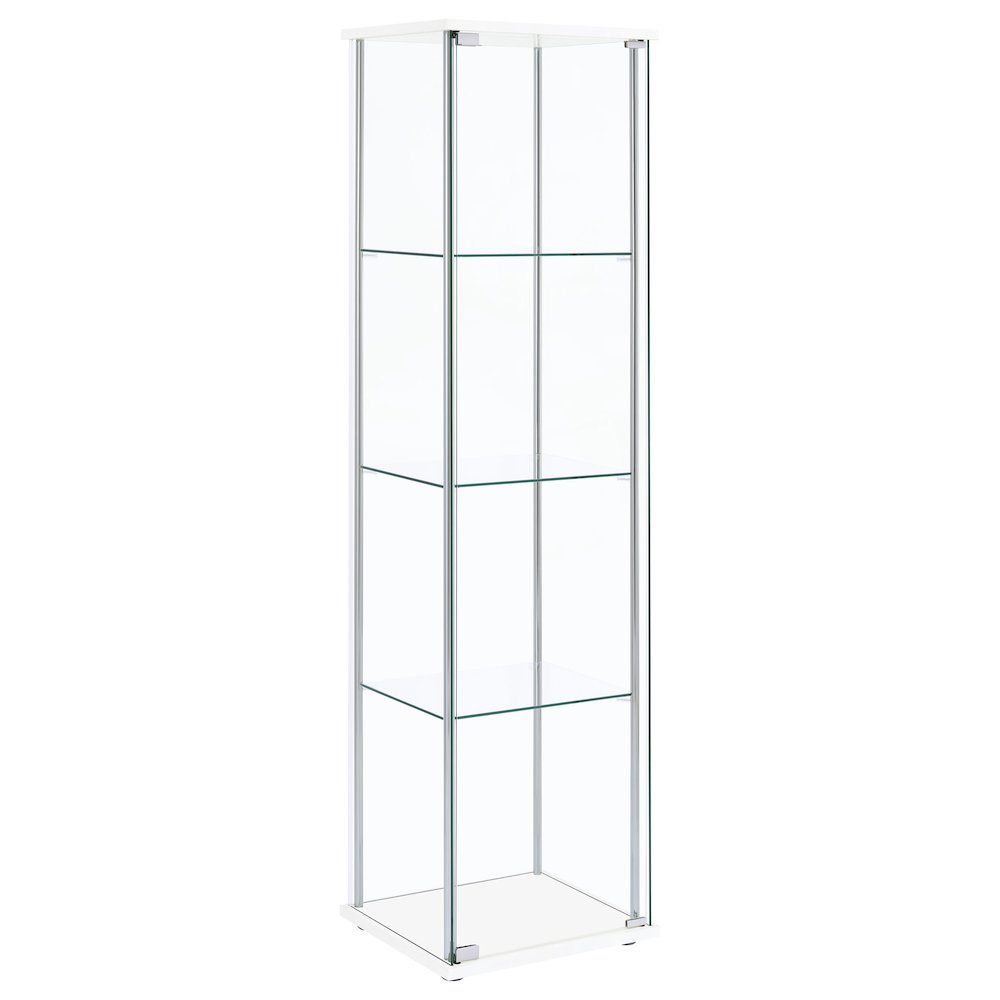 Bellatrix 4-shelf Clear Glass Curio Cabinet White. Picture 1