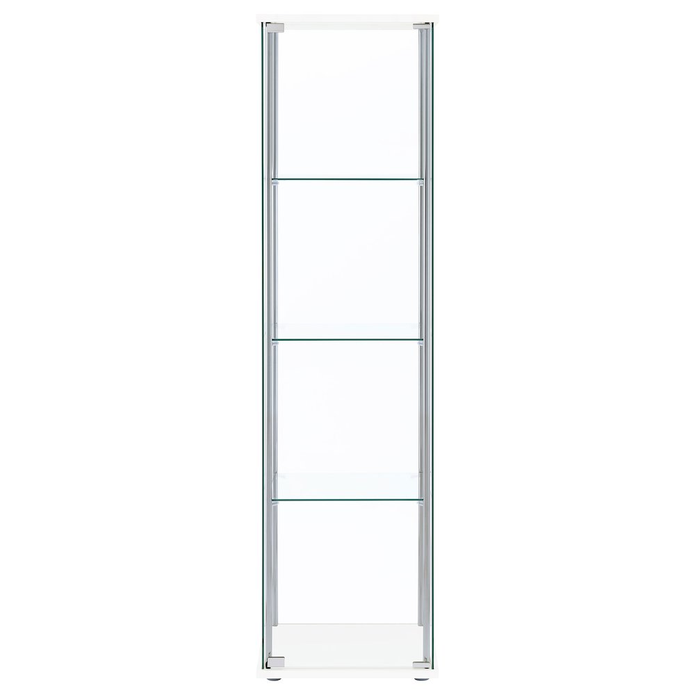 Bellatrix 4-shelf Clear Glass Curio Cabinet White. Picture 3