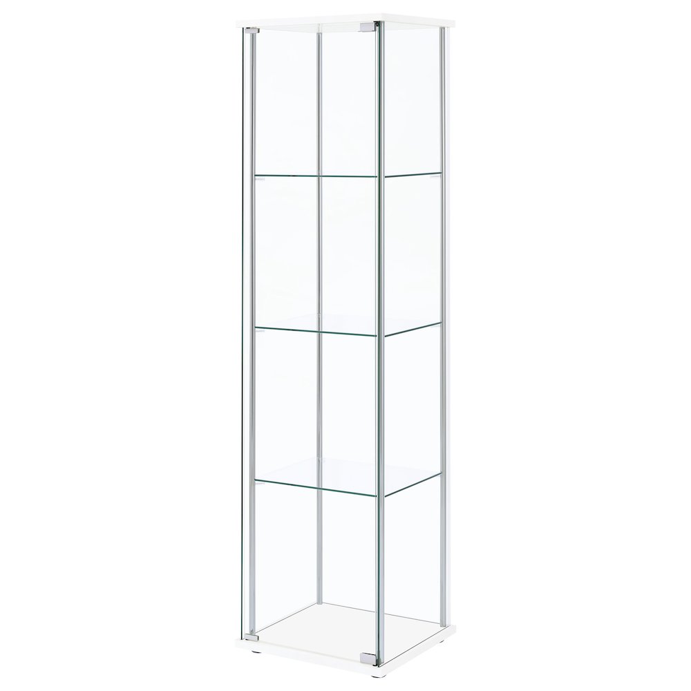 Bellatrix 4-shelf Clear Glass Curio Cabinet White. Picture 4