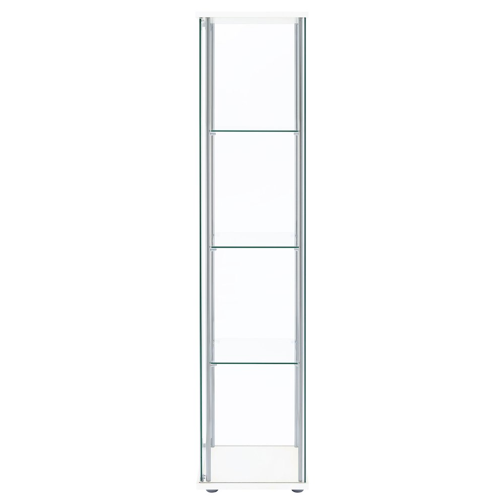 Bellatrix 4-shelf Clear Glass Curio Cabinet White. Picture 5