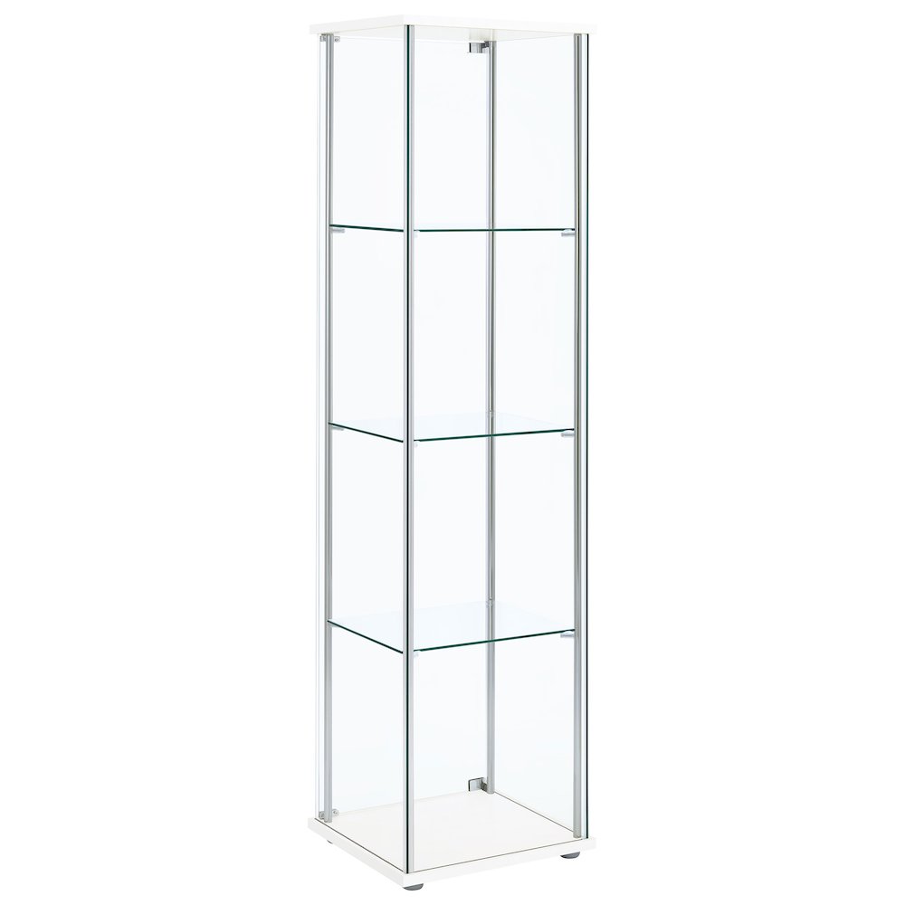 Bellatrix 4-shelf Clear Glass Curio Cabinet White. Picture 6