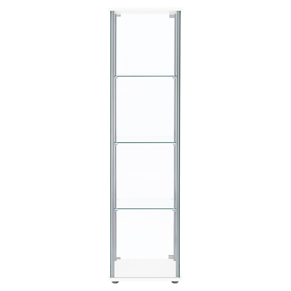 Bellatrix 4-shelf Clear Glass Curio Cabinet White. Picture 7