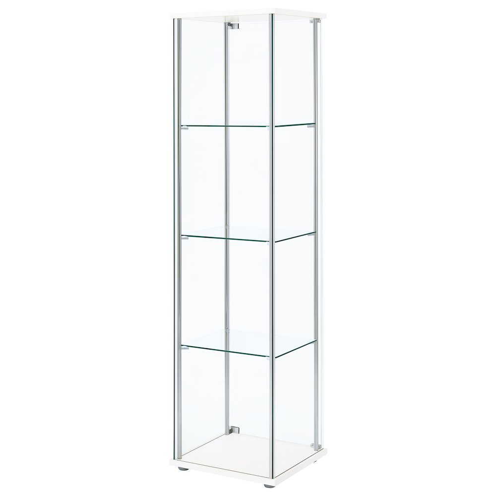 Bellatrix 4-shelf Clear Glass Curio Cabinet White. Picture 8