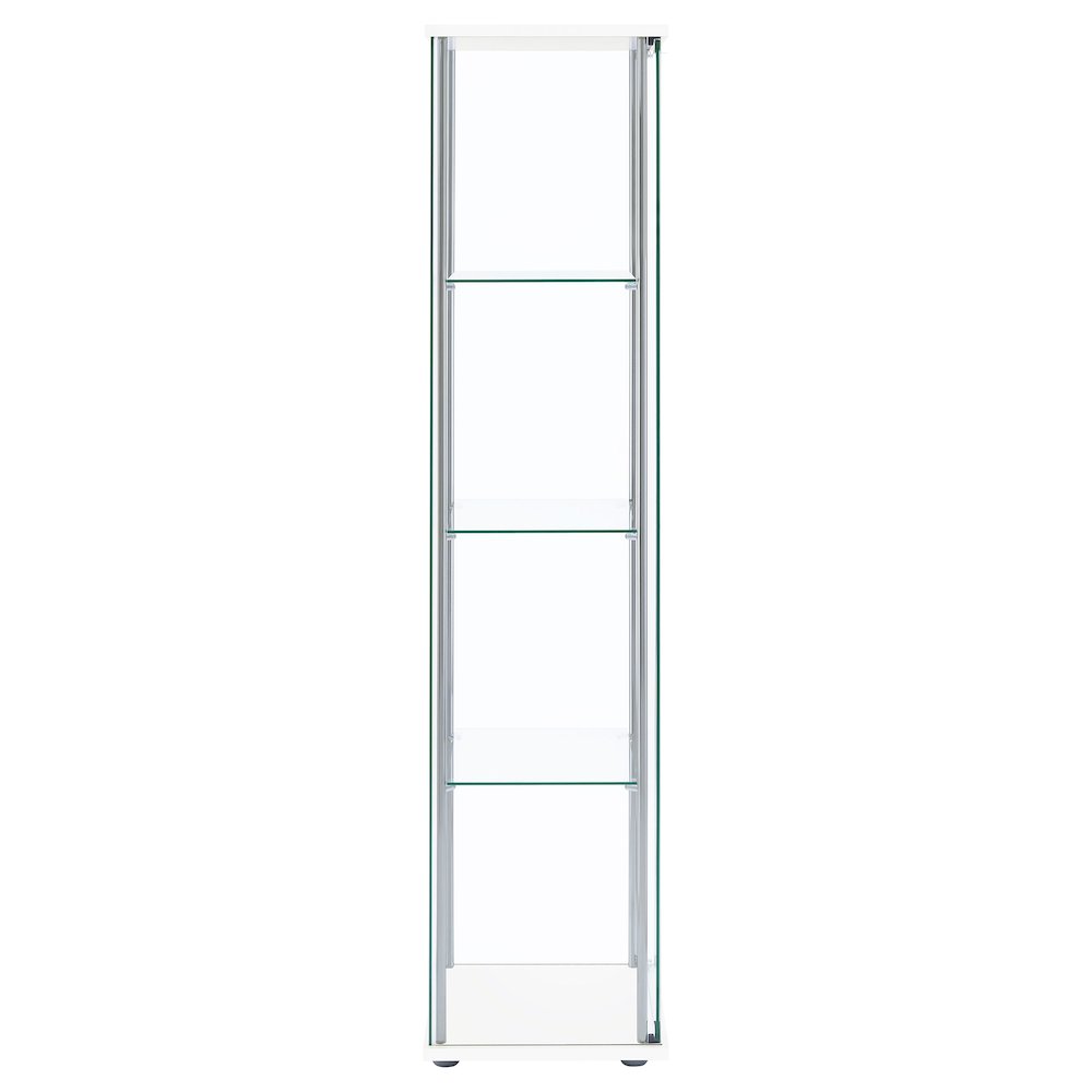 Bellatrix 4-shelf Clear Glass Curio Cabinet White. Picture 9