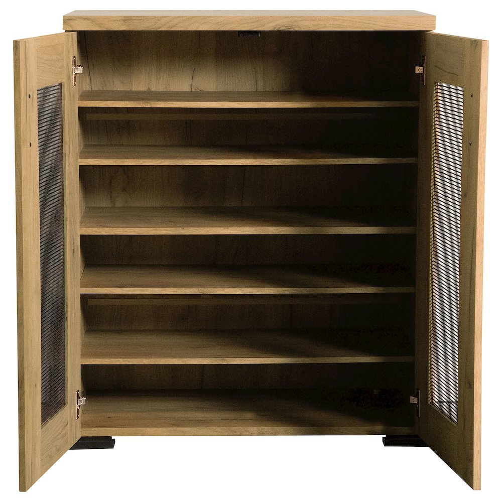 Bristol 6-shelf Engineered Wood Shoe Cabinet Golden Oak. Picture 4