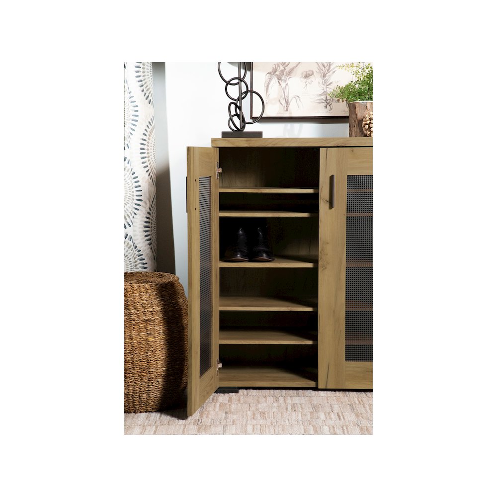 Bristol 6-shelf Engineered Wood Shoe Cabinet Golden Oak. Picture 13