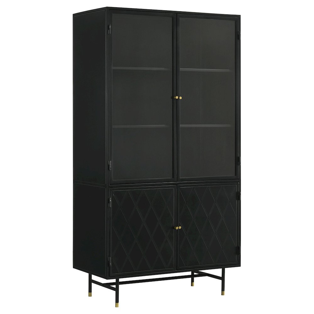 Santiago 4-door Metal Tall Storage Cabinet Matte Black. Picture 1