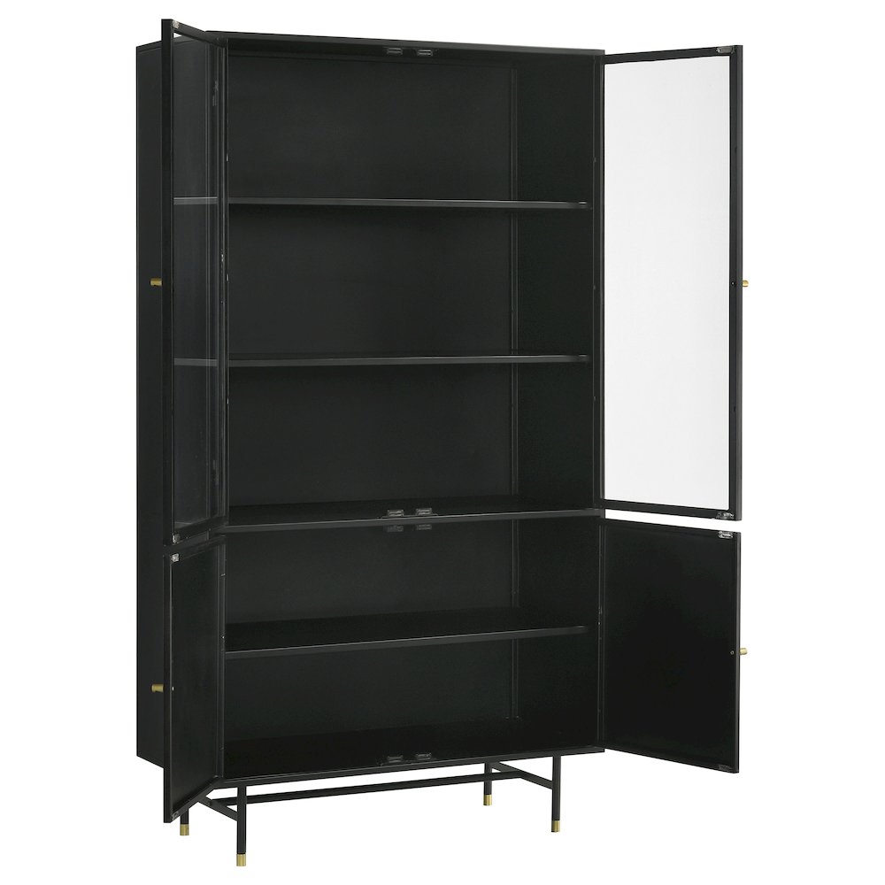 Santiago 4-door Metal Tall Storage Cabinet Matte Black. Picture 3