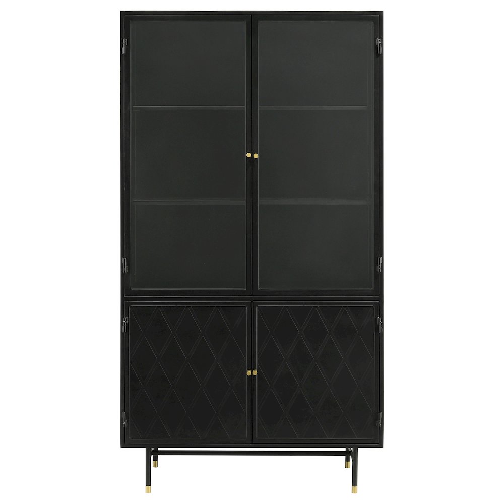 Santiago 4-door Metal Tall Storage Cabinet Matte Black. Picture 4