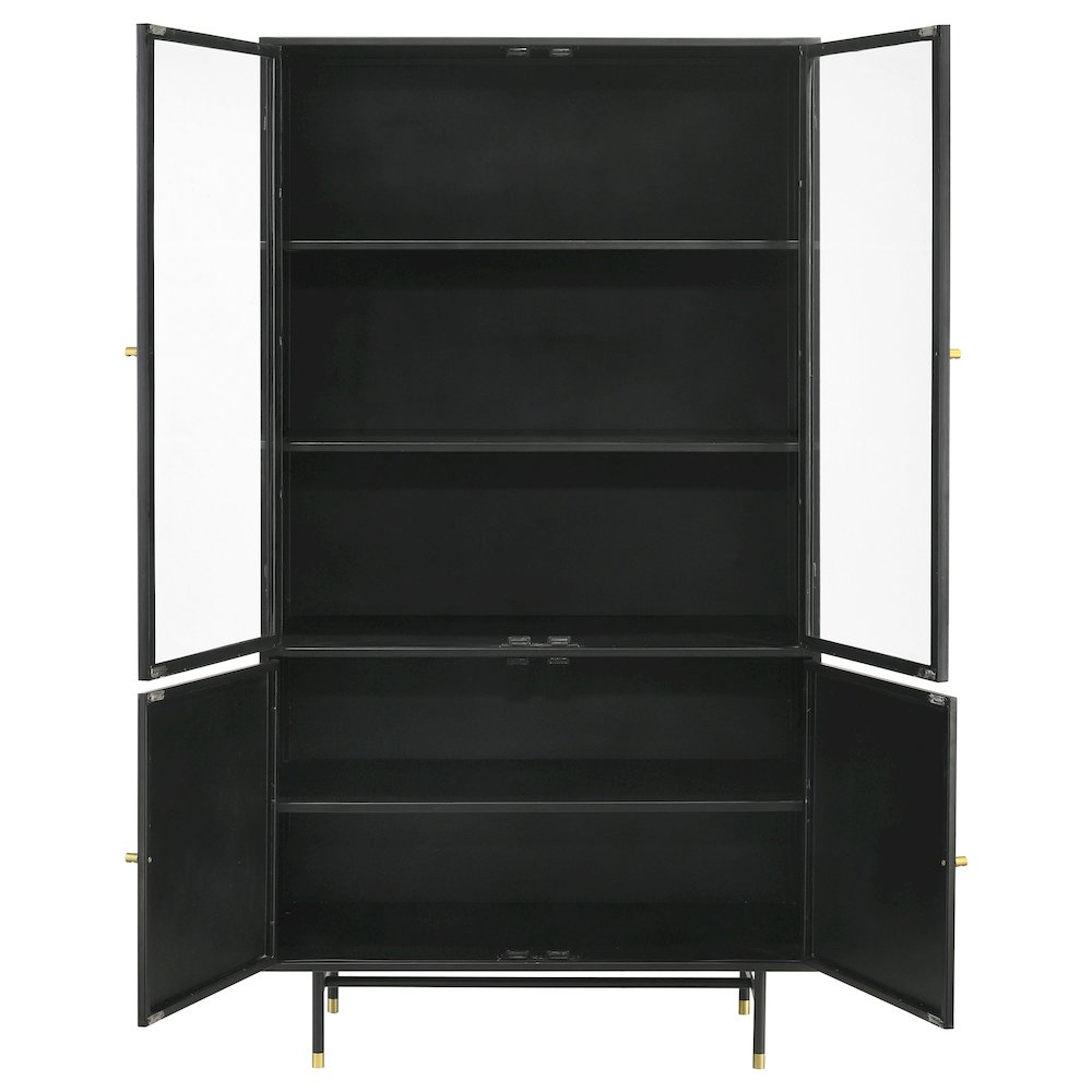 Santiago 4-door Metal Tall Storage Cabinet Matte Black. Picture 5
