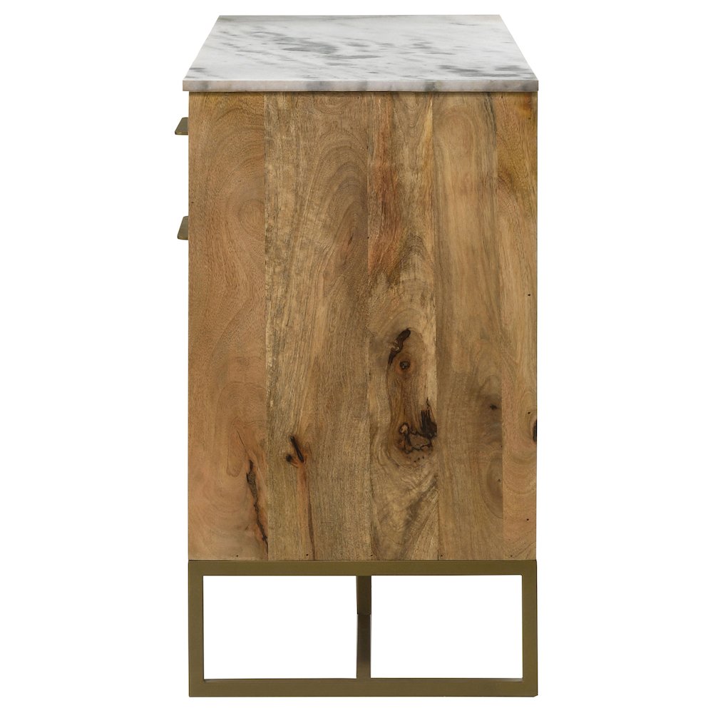 Keaton 3-door Marble Top Herringbone Accent Cabinet Natural. Picture 7