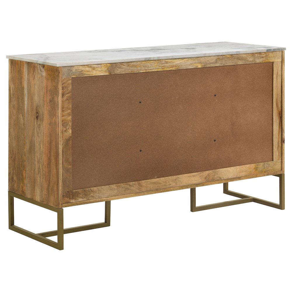 Keaton 3-door Marble Top Herringbone Accent Cabinet Natural. Picture 8