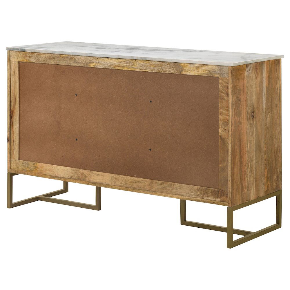 Keaton 3-door Marble Top Herringbone Accent Cabinet Natural. Picture 9