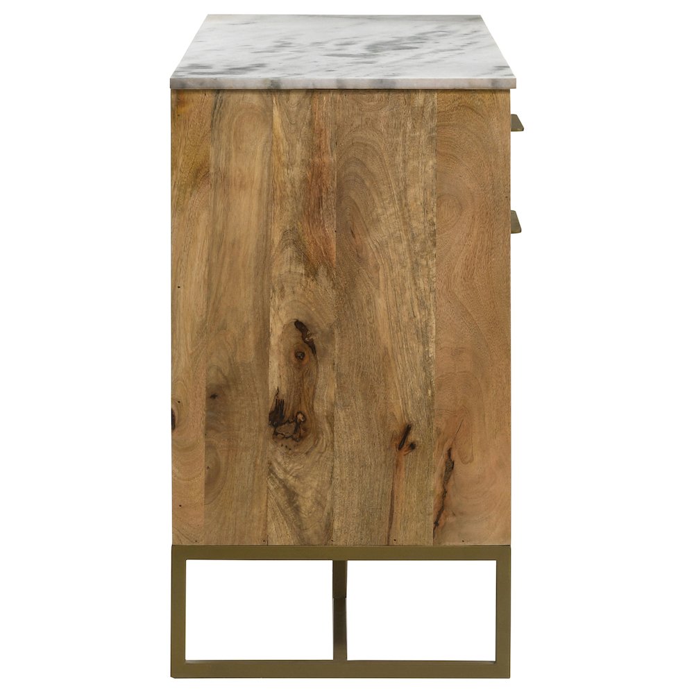 Keaton 3-door Marble Top Herringbone Accent Cabinet Natural. Picture 10