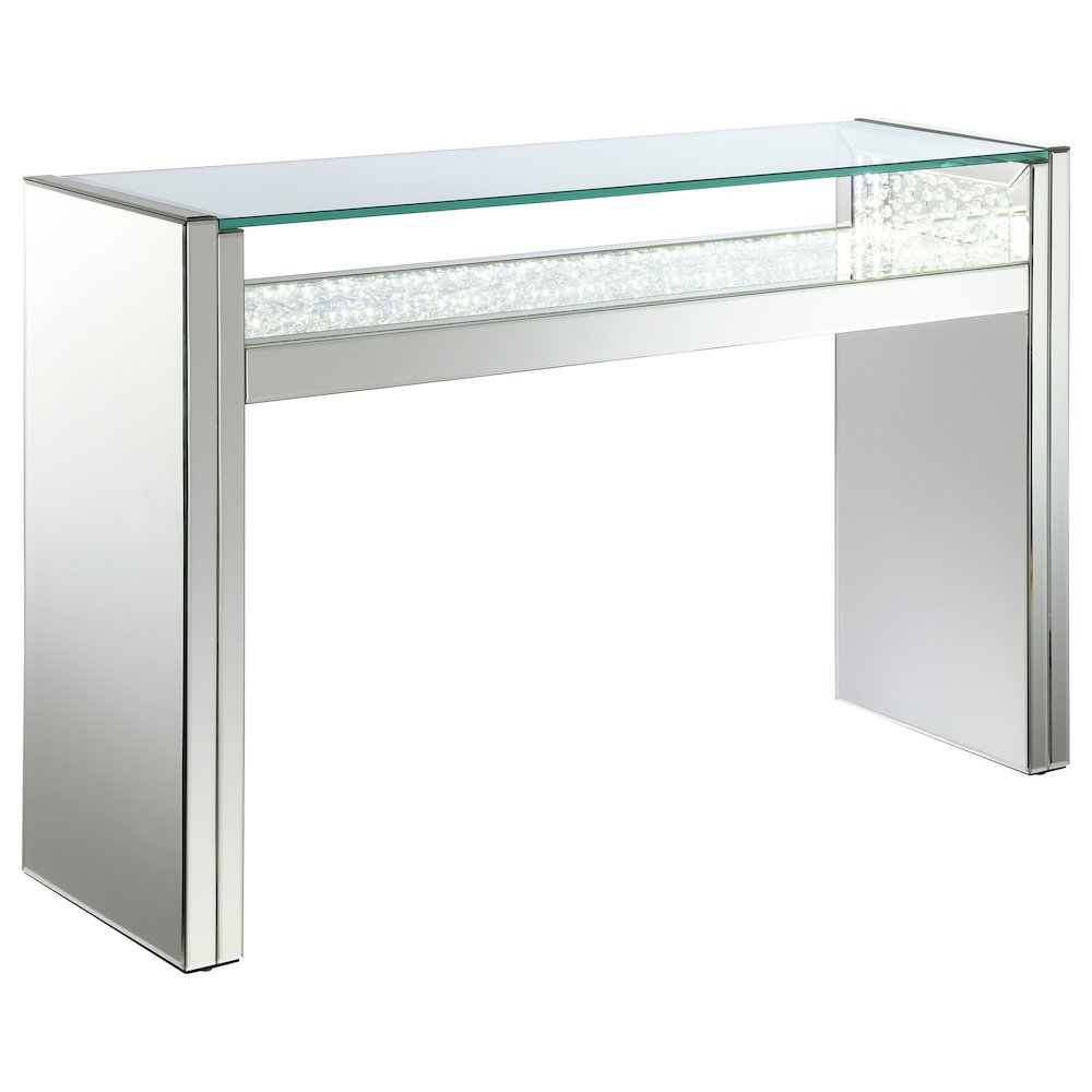 Edna Mirrored Acrylic Console Table LED Lighting Silver. Picture 1