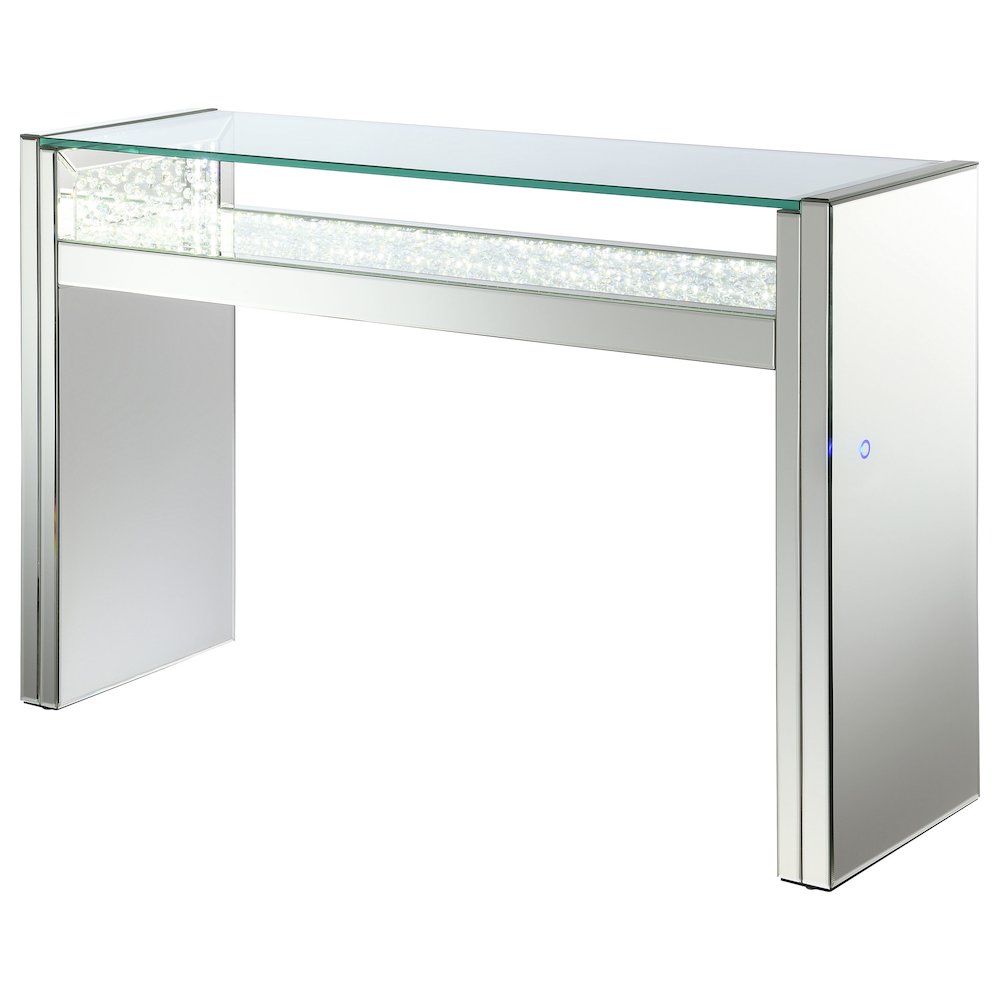 Edna Mirrored Acrylic Console Table LED Lighting Silver. Picture 3