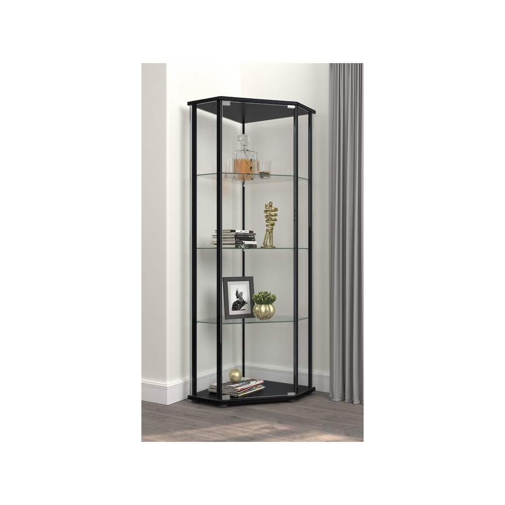 Zenobia 4-shelf Curio Cabinet Display Case Black. Picture 3